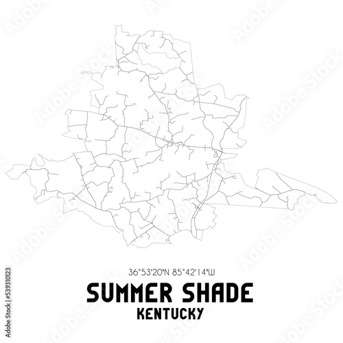 Summer Shade Kentucky. US street map with black and white lines.