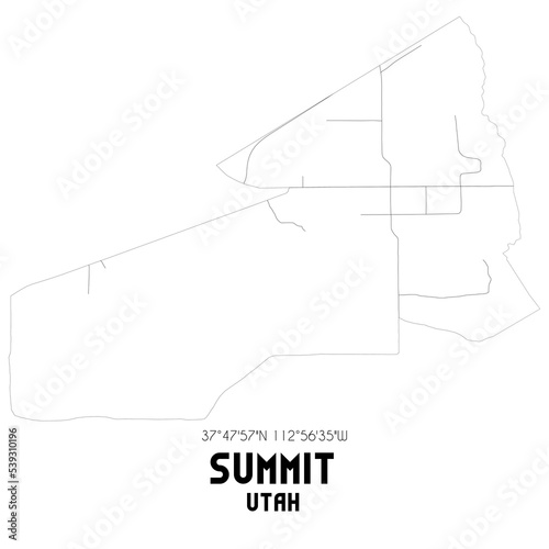 Summit Utah. US street map with black and white lines. photo