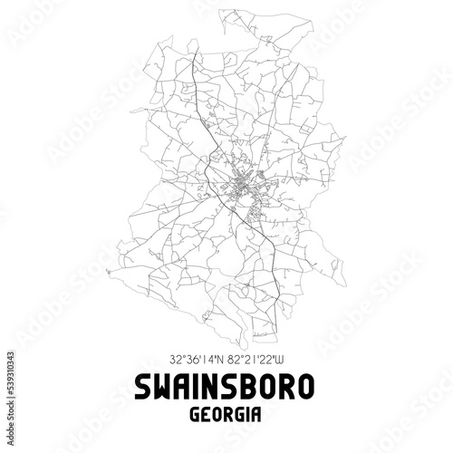 Swainsboro Georgia. US street map with black and white lines.