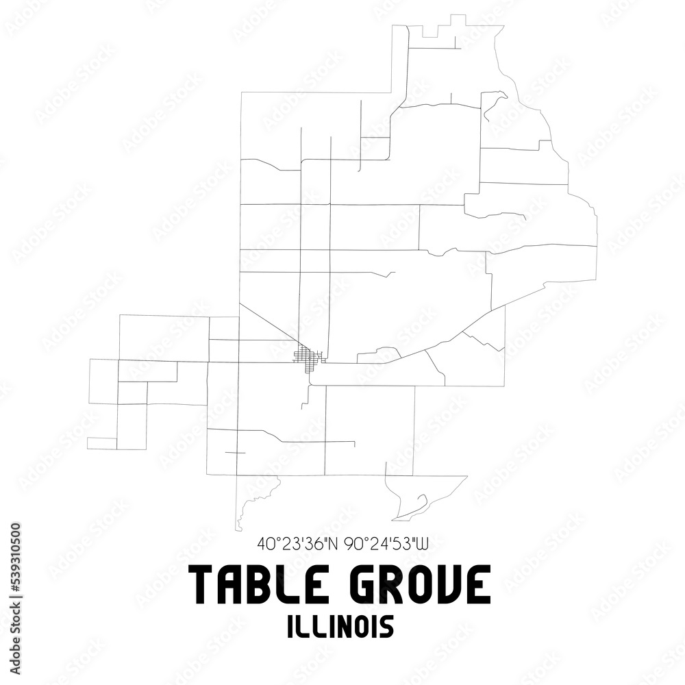 Table Grove Illinois. US street map with black and white lines.