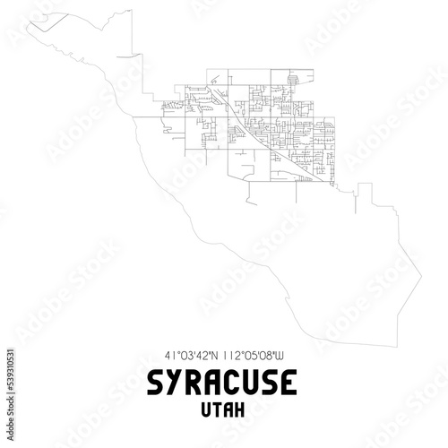 Syracuse Utah. US street map with black and white lines.