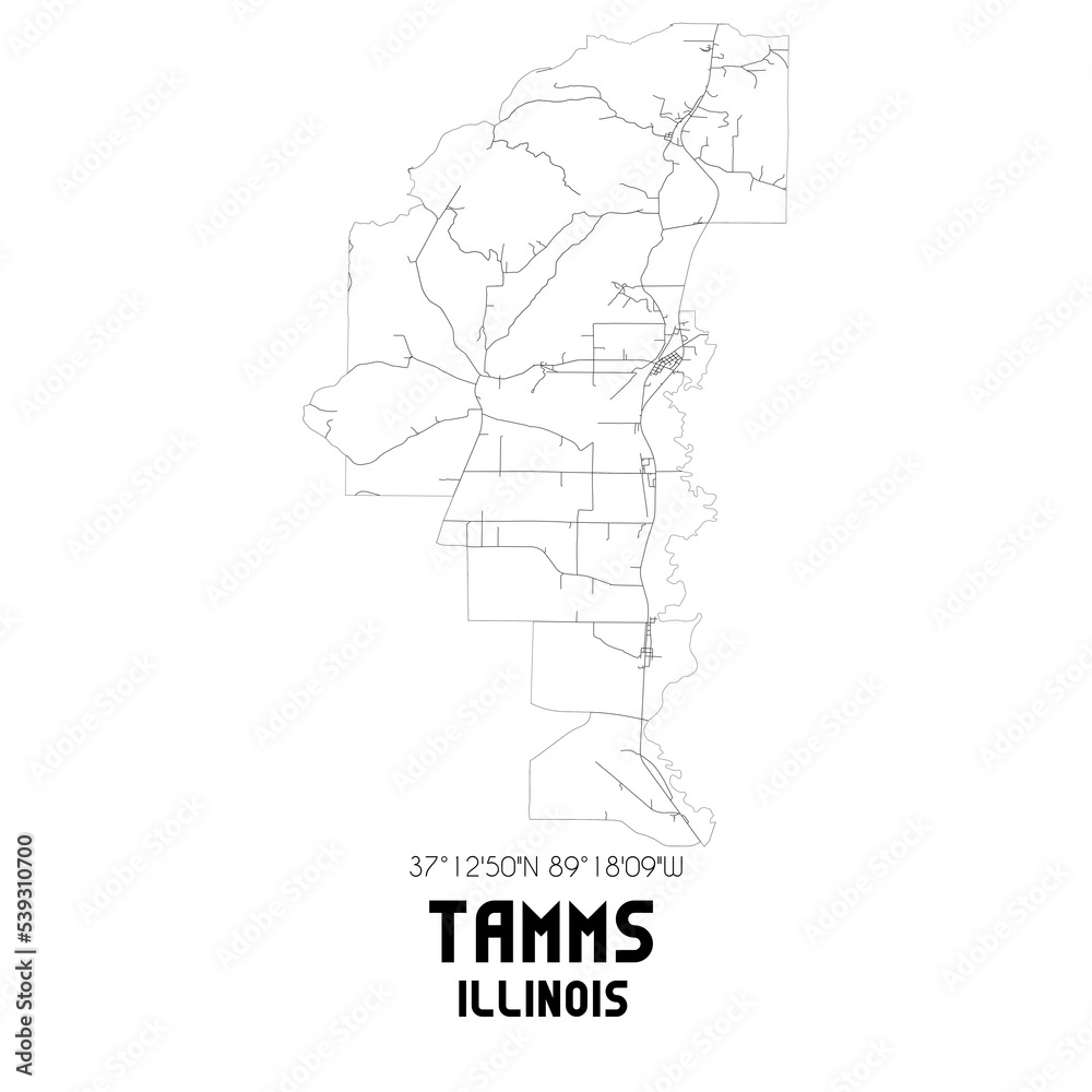 Fototapeta mapa świata dla dzieci Tamms Illinois. US street map with
