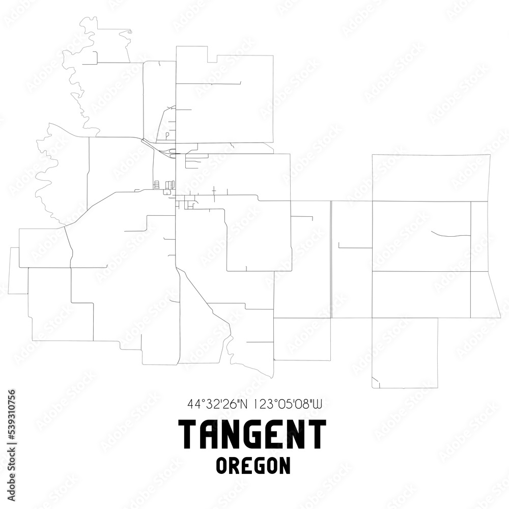 Tangent Oregon. US street map with black and white lines. Illustration