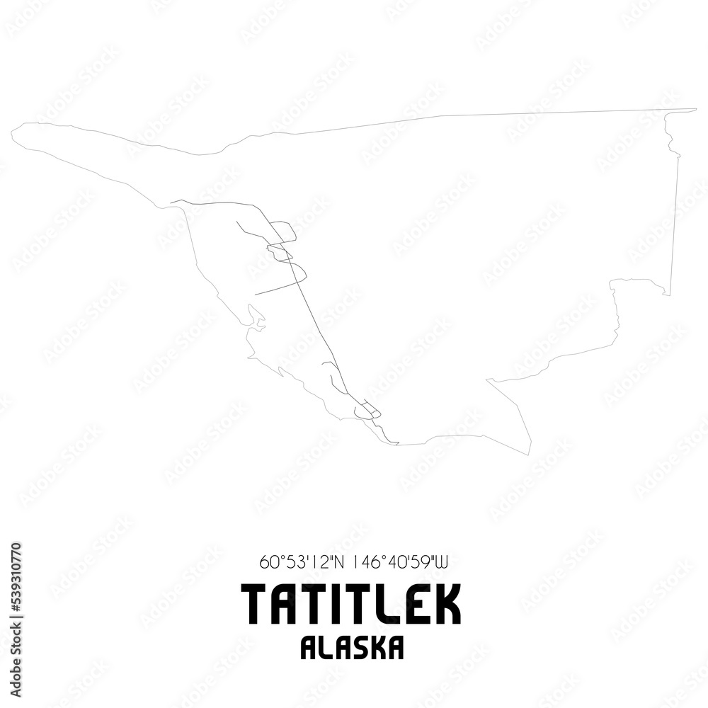 Tatitlek Alaska. US street map with black and white lines.