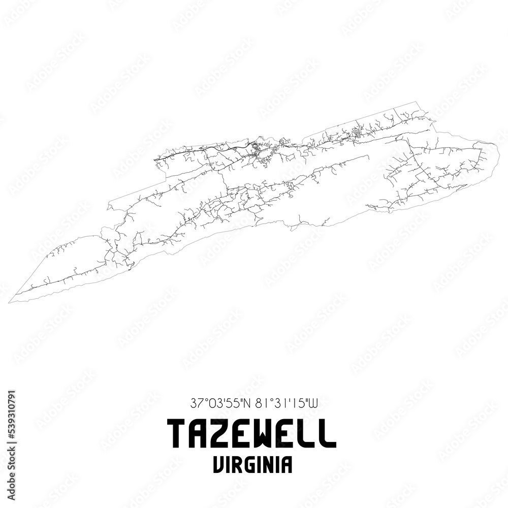 Tazewell Virginia. US street map with black and white lines. Stock Illustration Adobe Stock