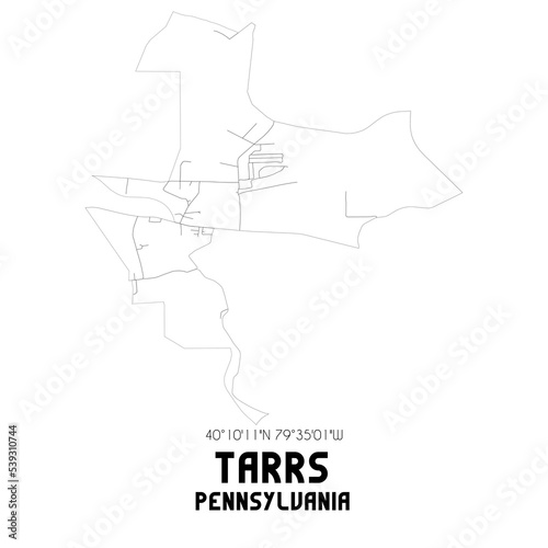 Tarrs Pennsylvania. US street map with black and white lines.