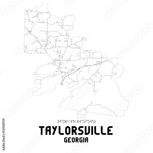 Taylorsville Georgia. US street map with black and white lines.