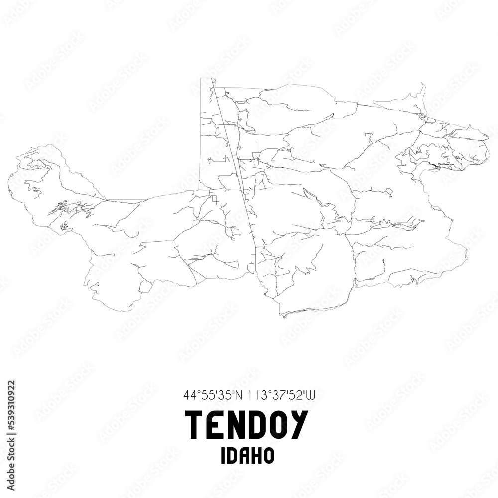 Tendoy Idaho. US street map with black and white lines.