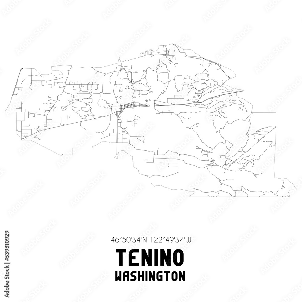 Fototapeta mapa świata dla dzieci Tenino Washington. US street map with