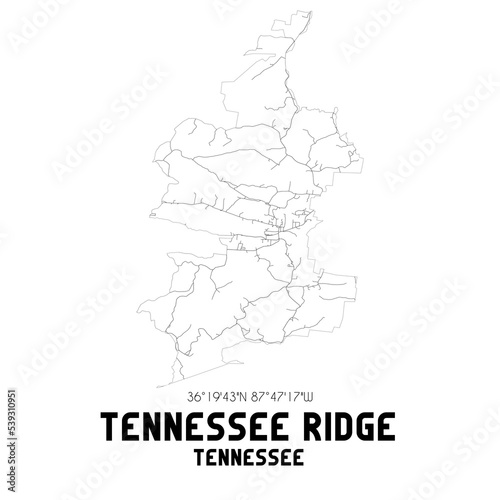 Tennessee Ridge Tennessee. US street map with black and white lines.