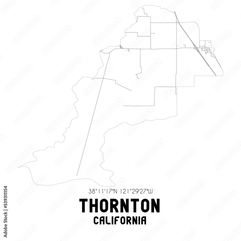 Obraz premium Thornton California. US street map with black and white lines.