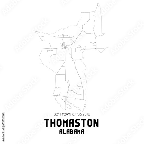 Thomaston Alabama. US street map with black and white lines.