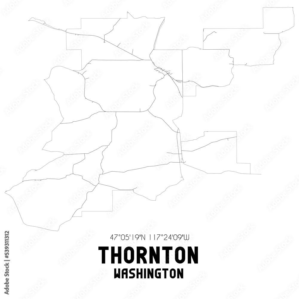 Thornton Washington. US street map with black and white lines. Thornton Washington. US street map with black and white lines.