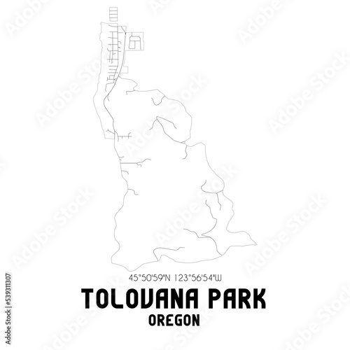Tolovana Park Oregon. US street map with black and white lines.