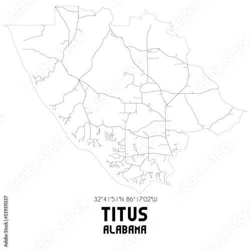 Obraz na plátně Titus Alabama. US street map with black and white lines.