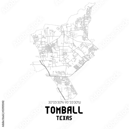 Obraz na płótnie Tomball Texas. US street map with black and white lines. w salonie
