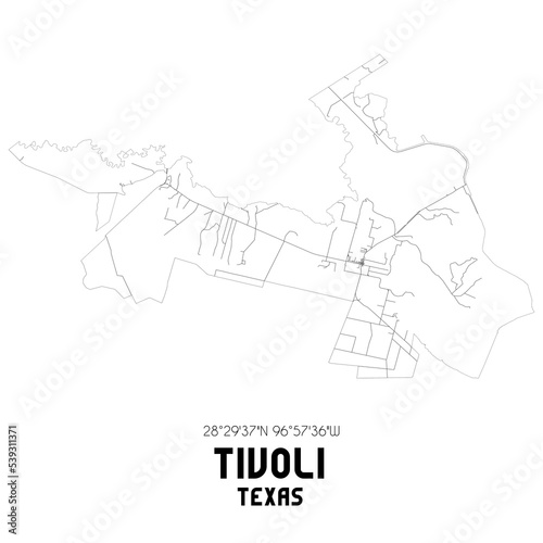 Tivoli Texas. US street map with black and white lines.