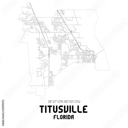 Titusville Florida. US street map with black and white lines. photo