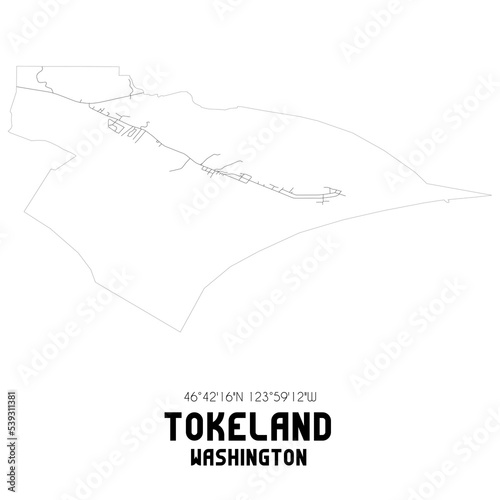 Tokeland Washington. US street map with black and white lines. photo