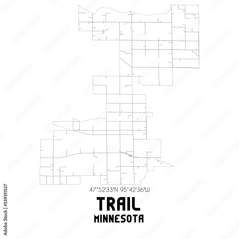 Trail Minnesota. US street map with black and white lines.