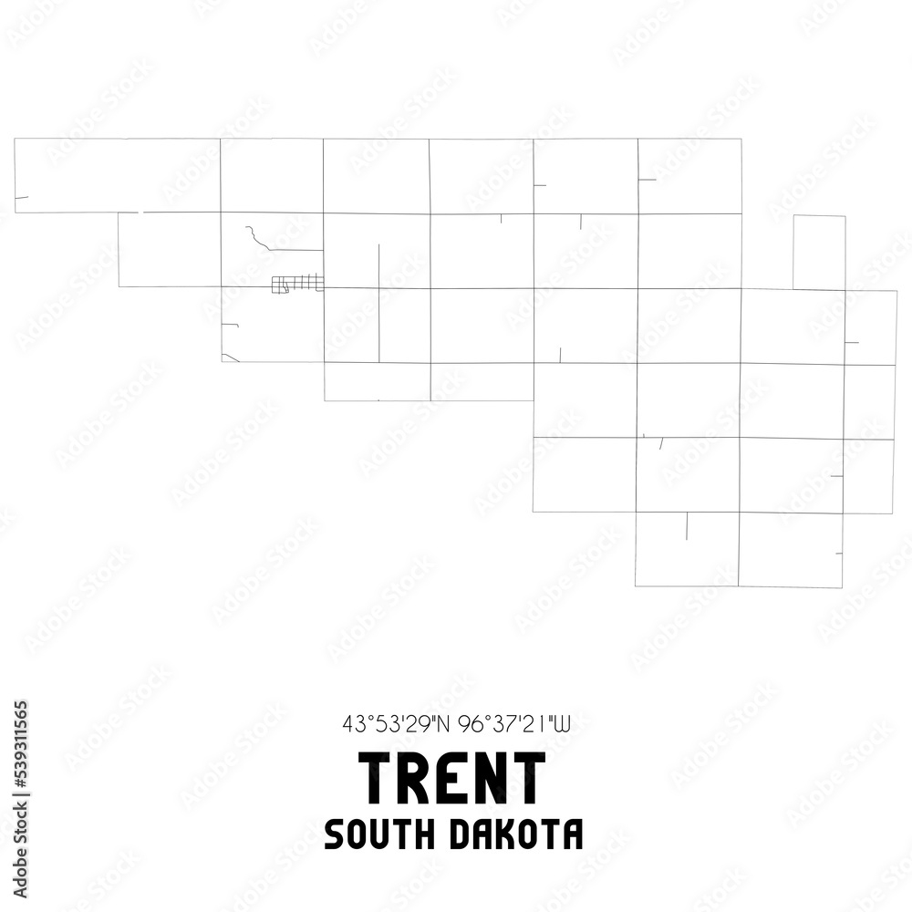 Trent South Dakota. US street map with black and white lines. Trent South Dakota. US street map with black and white lines.