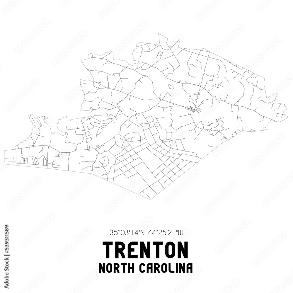 Trenton North Carolina. US street map with black and white lines. Trenton North Carolina. US street map with black and white lines.