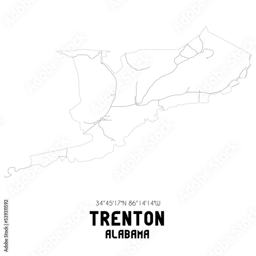 Trenton Alabama. US street map with black and white lines.