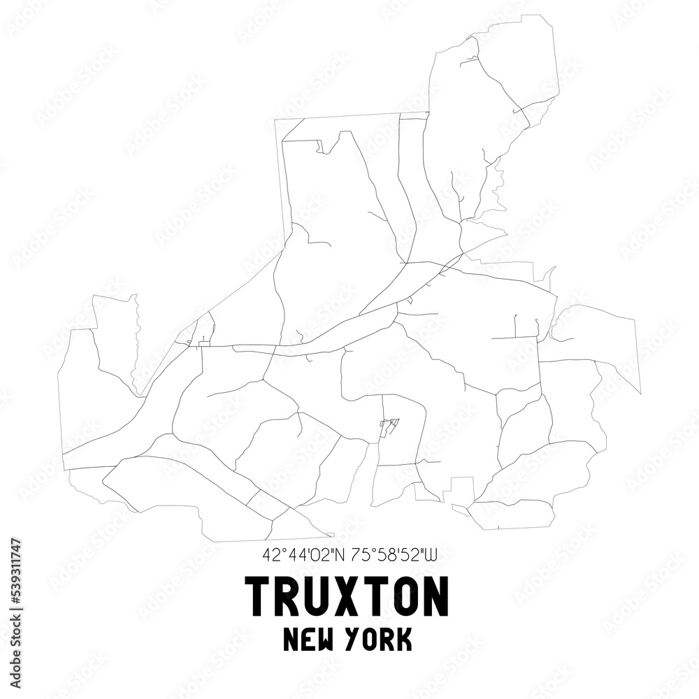 Truxton New York. US street map with black and white lines. Stock Illustration Adobe Stock