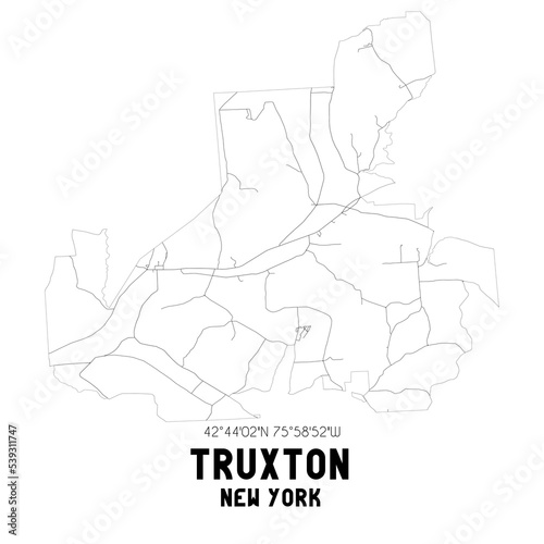 Truxton New York. US street map with black and white lines. photo