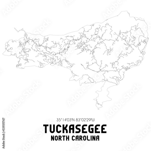 Tuckasegee North Carolina. US street map with black and white lines.