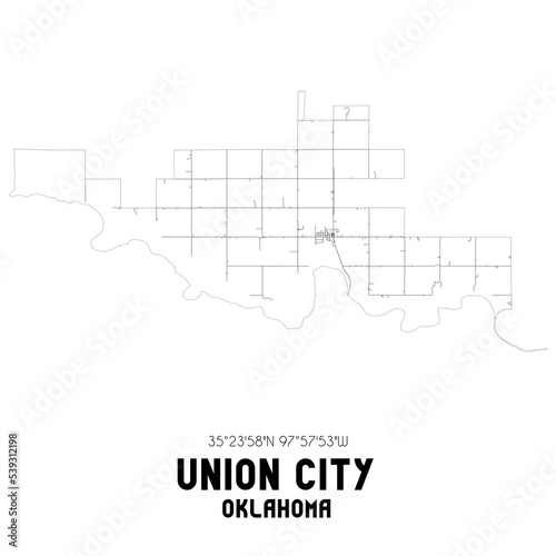 Union City Oklahoma. US street map with black and white lines.