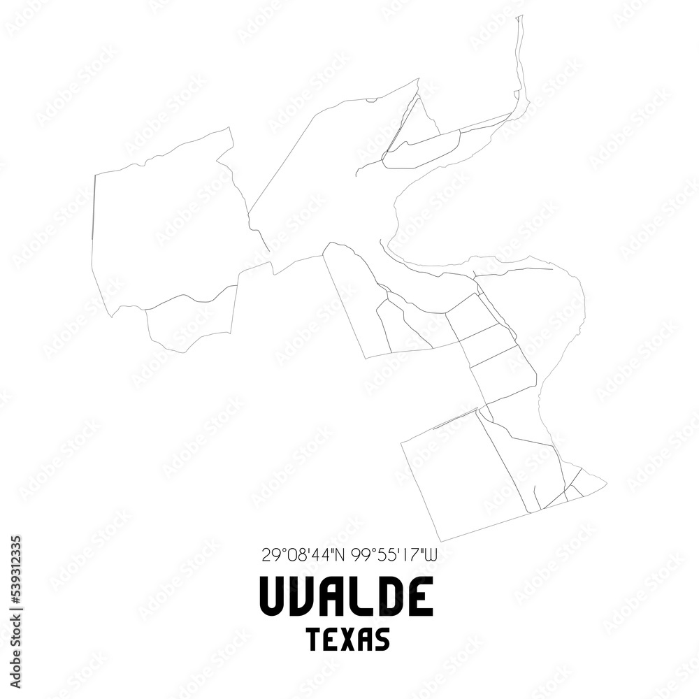 Uvalde Texas. US street map with black and white lines. Uvalde Texas. US street map with black and white lines.