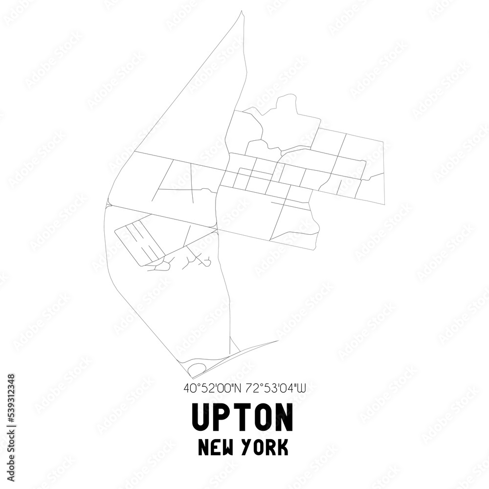 Upton New York. US street map with black and white lines. Upton New York. US street map with black and white lines.
