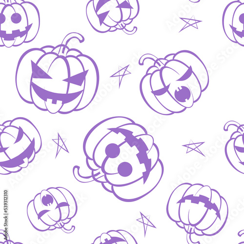 Vector. Seamless repeating pattern of cartoon pumpkin. Thanksgiving  Halloween concept. Seasonal print for textiles  holiday background  gift wrapping  invitations. Autumn concept  plant compositions.