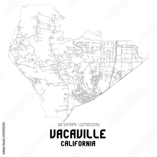 Vacaville California. US street map with black and white lines. photo
