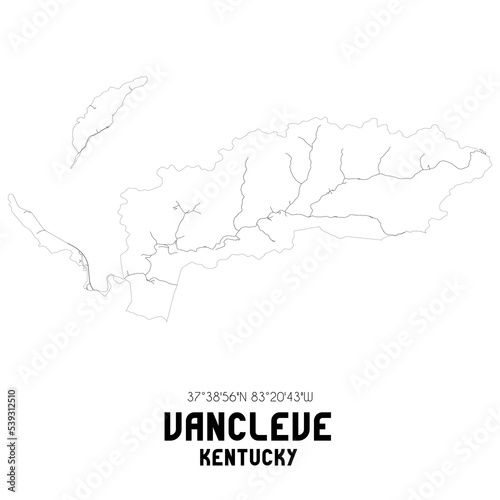 Vancleve Kentucky. US street map with black and white lines.
