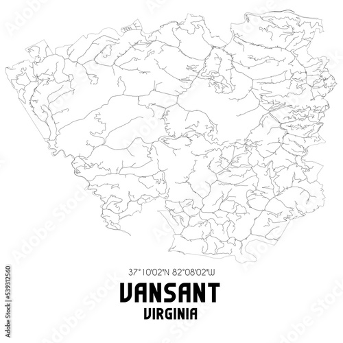 Vansant Virginia. US street map with black and white lines.