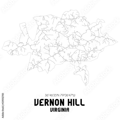 Vernon Hill Virginia. US street map with black and white lines.