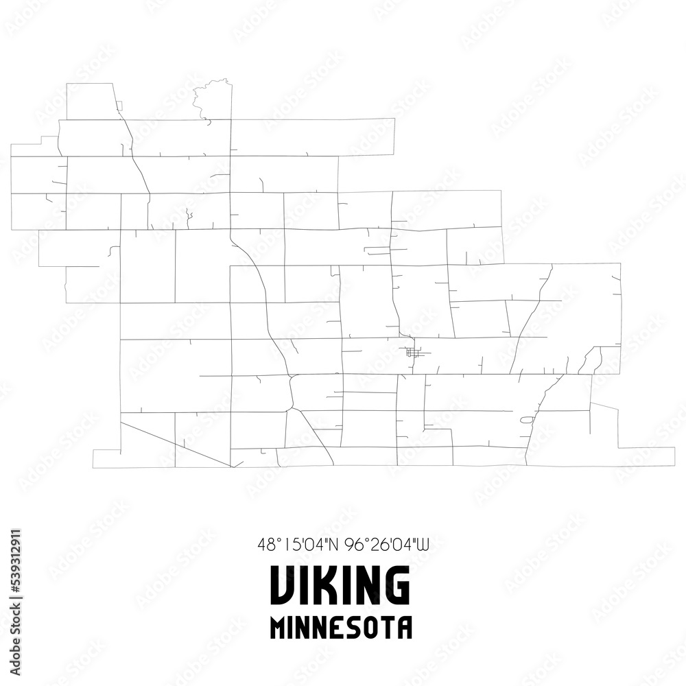 Viking Minnesota. US street map with black and white lines.