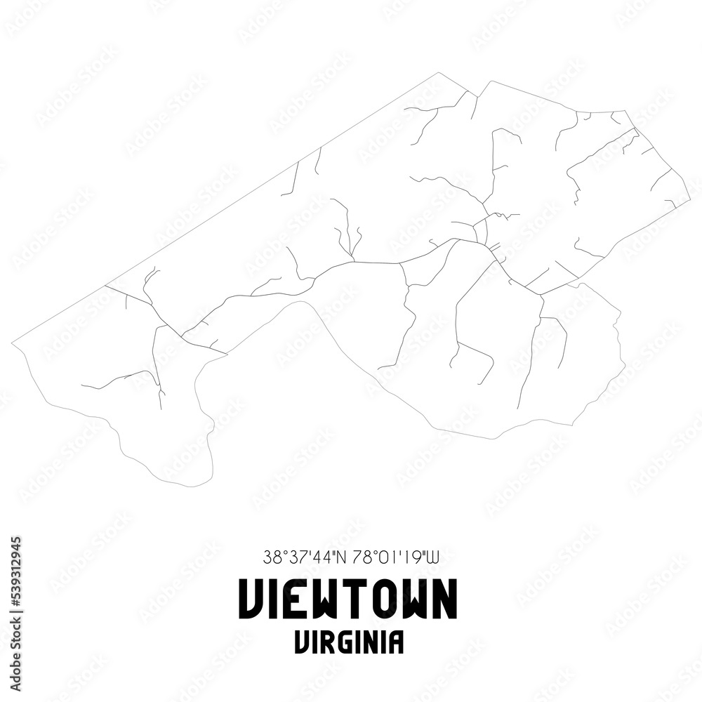 Viewtown Virginia. US street map with black and white lines. Viewtown Virginia. US street map with black and white lines.