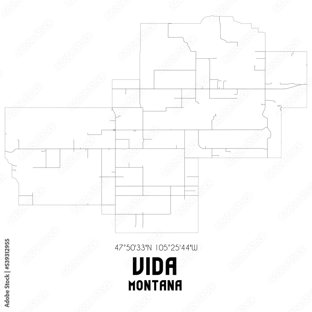 Vida Montana. US street map with black and white lines.