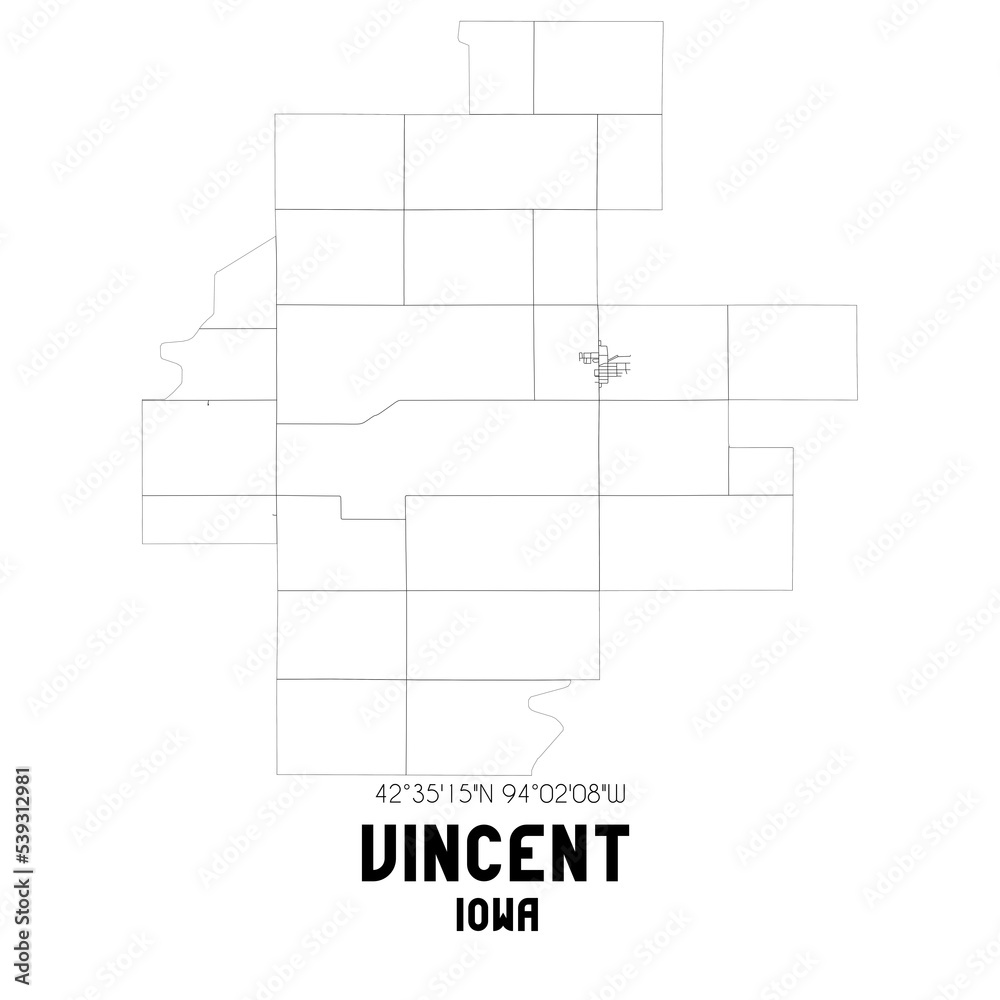 Vincent Iowa. US street map with black and white lines. Vincent Iowa. US street map with black and white lines.