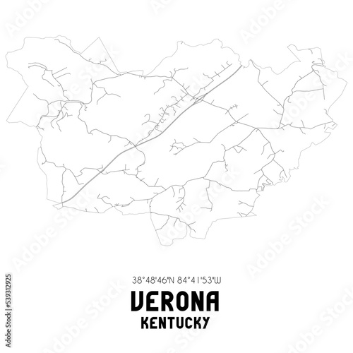 Verona Kentucky. US street map with black and white lines.