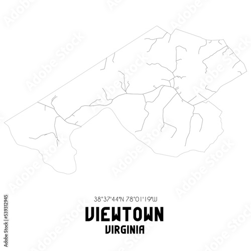 Viewtown Virginia. US street map with black and white lines.