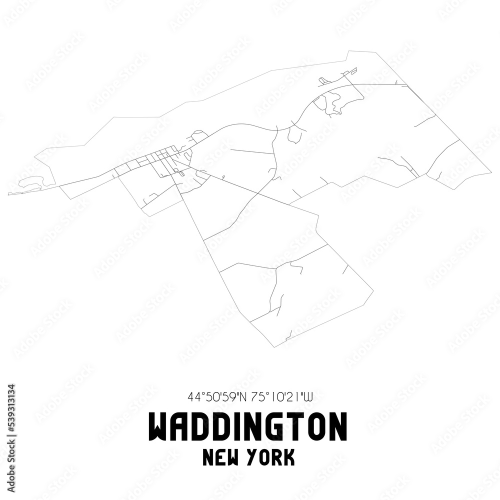 Waddington New York. US street map with black and white lines. Waddington New York. US street map with black and white lines.