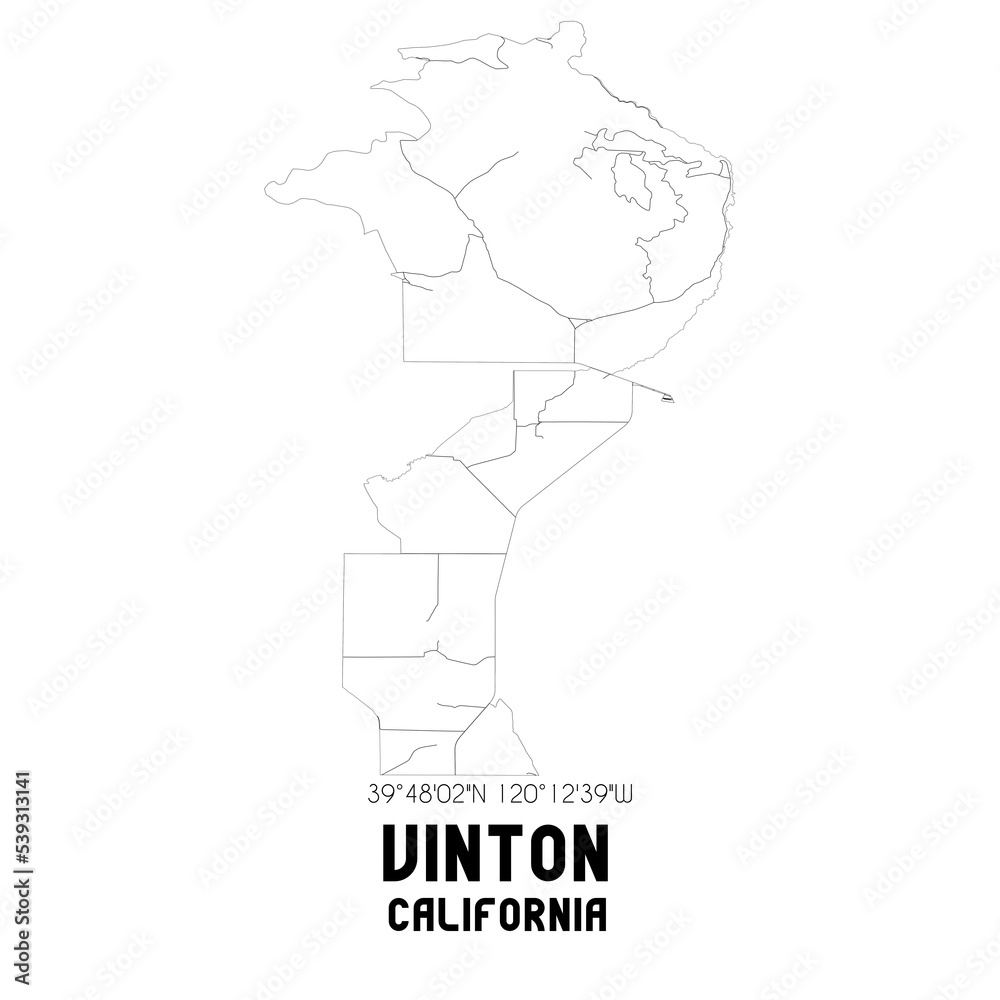 Vinton California. US street map with black and white lines. Vinton California. US street map with black and white lines.