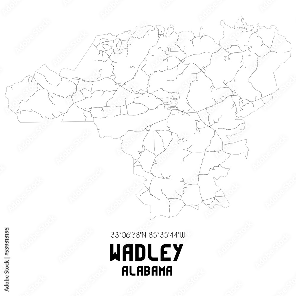 Wadley Alabama. US street map with black and white lines. Wadley Alabama. US street map with black and white lines.