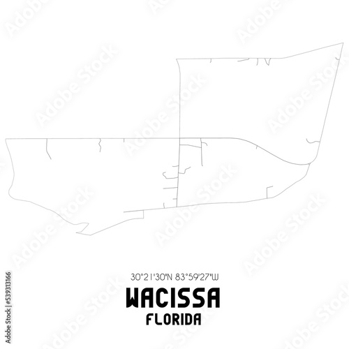 Wacissa Florida. US street map with black and white lines.