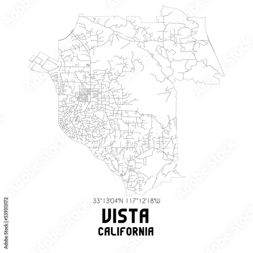 Vista California. US street map with black and white lines.
