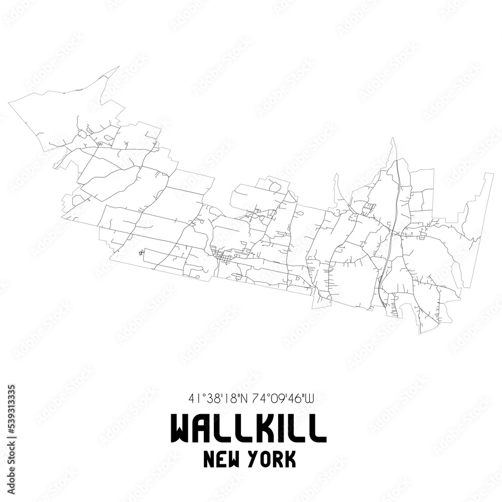 Wallkill New York. US street map with black and white lines.